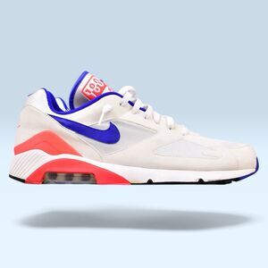Nike Air Max 180 Mens Size 12 White Blue Athletic Running Walking Shoes Sneakers
